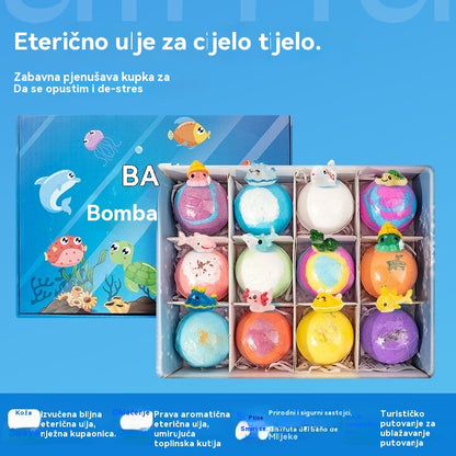 【12 komada 34 eura】Set od 12 kuglica soli za kupanje u obliku morskih životinja (60 g svaka) za djecu.
