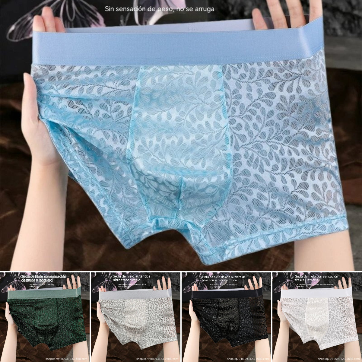 【L-4XL】Męska bielizna z siateczki z jedwabiu lodowego, duży rozmiar, oddychająca. 【Piątka w ręku!】