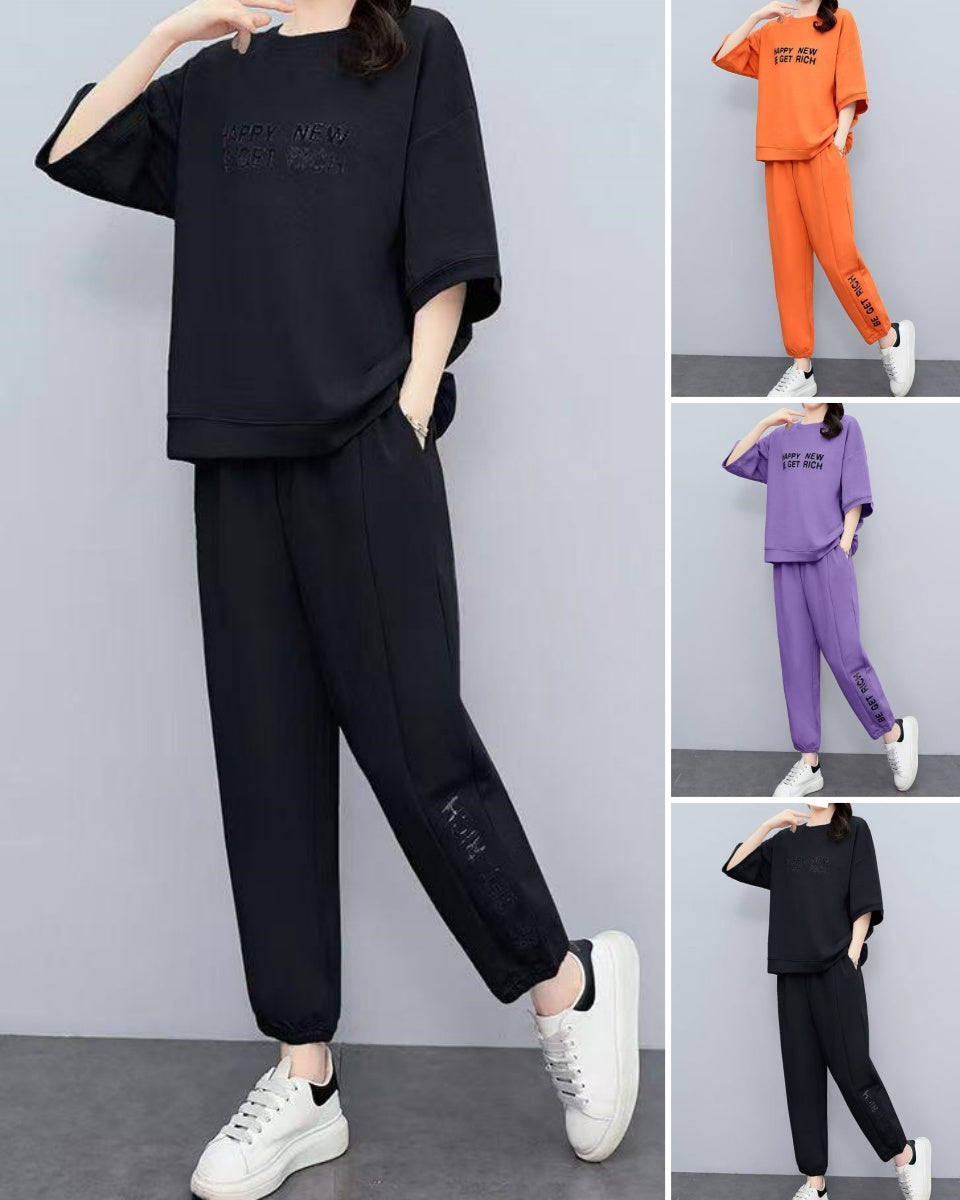 🌹【M-4XL】【Tops + Pantalones】Traje deportivo casual de manga corta para mujer