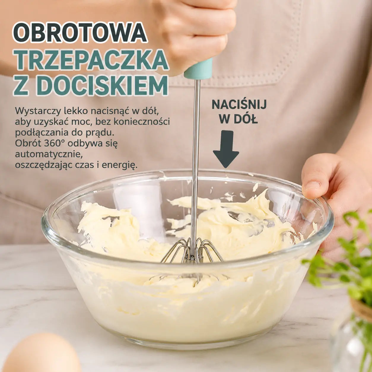 【Zestaw 2 elementów】 Półautomatyczna trzepaczka do jajek ze stali nierdzewnej, możliwa płatność przy odbiorze.