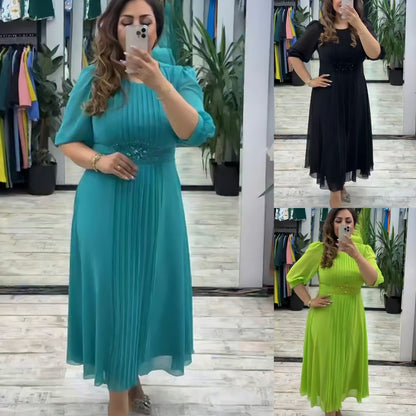 【🔥Producto estrella 🔥】👗【S-5XL】Vestido de gasa informal, elegante, clásico, sencillo y moderno para mujer.