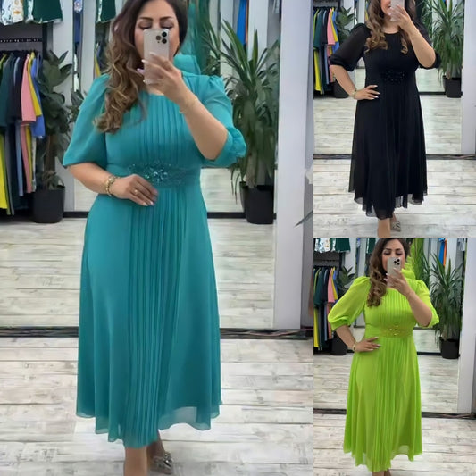 【🔥Producto estrella 🔥】👗【S-5XL】Vestido de gasa informal, elegante, clásico, sencillo y moderno para mujer.