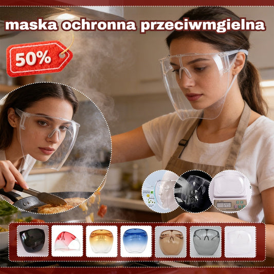 🔥【Kup 1 i otrzymaj 1 gratis】Osłona twarzy Chroni przed kroplami, mgłą, wiatrem, oczami, kurzem i oparami.