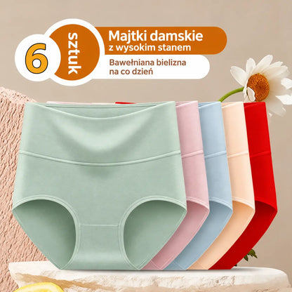 💖【Zestaw 6 sztuk】Bawełniane majtki premium z wysokim stanem i efektem push-up ✨️ (Pasują na wagę 40–100 kg) 🔥