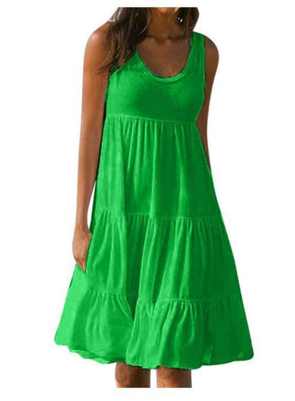 👗 【S-5XL】 Prosta sukienka w jednolitym kolorze ✅️Płatność przy odbiorze