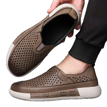 🔥【Zniżka ograniczona czasowo】【39-44】🔥Nowe letnie męskie buty skórzane z miękką podeszwą, wygodne, oddychające, miękkie i odporne na zużycie