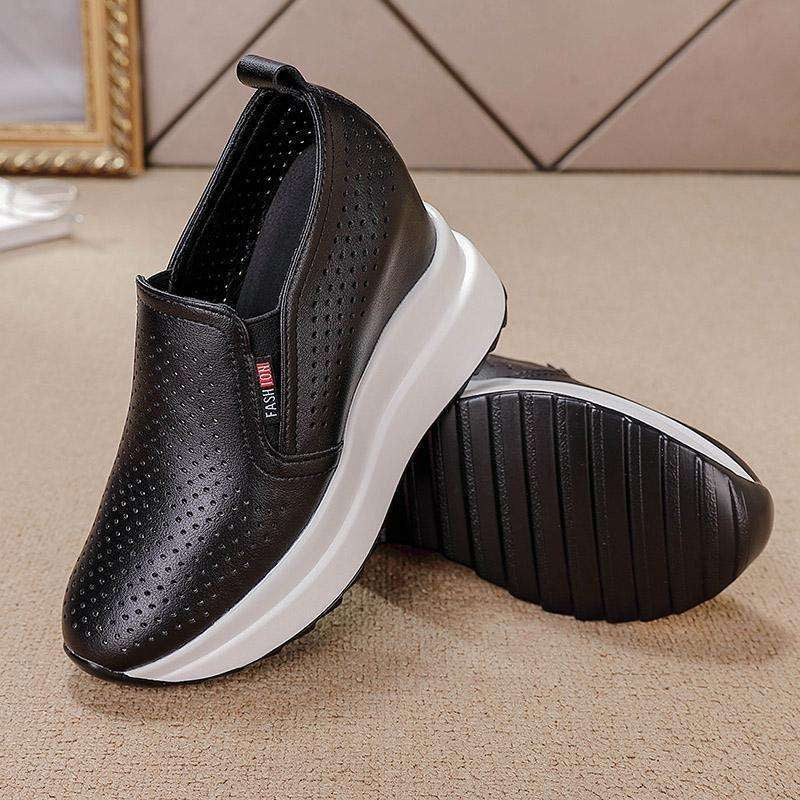 💖【35-40】Damskie białe sneakersy na koturnie podwyższające wzrost 2025