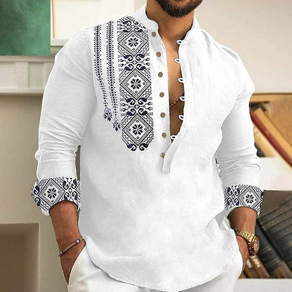 🥰Nuevas camisas de hombre europeas y americanas de moda de verano, cuello alto de moda, medio cárdigan, informales y versátiles.