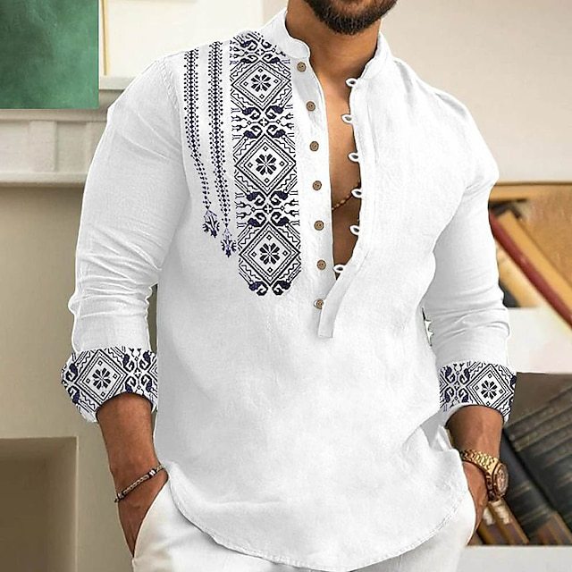 🥰Nuevas camisas de hombre europeas y americanas de moda de verano, cuello alto de moda, medio cárdigan, informales y versátiles.