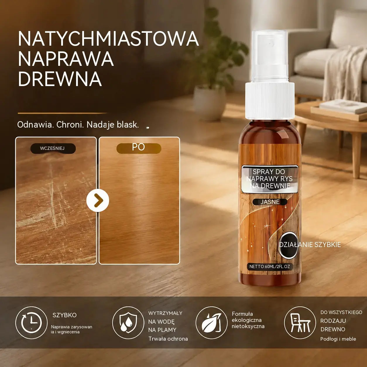🌟(2 butelki)🌳 Środek do czyszczenia i nabłyszczania podłóg drewnianych