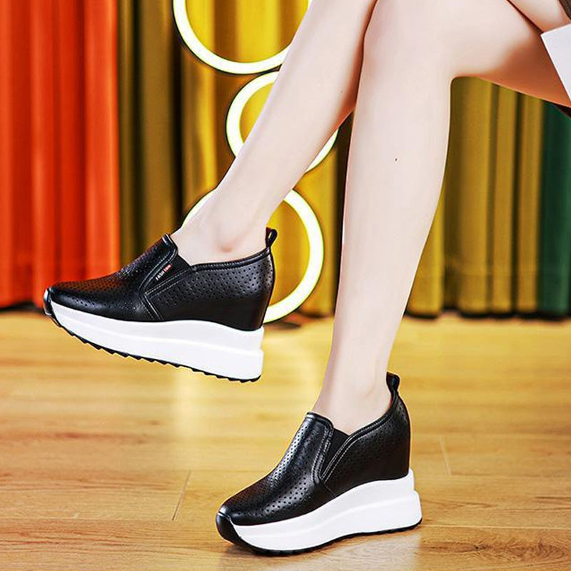 💖【35-40】Damskie białe sneakersy na koturnie podwyższające wzrost 2025