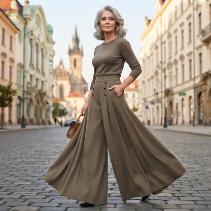 【M-5XL】Eleganckie spodnie damskie plisowane z wysokim stanem i szerokimi nogawkami, luźny krój, podkreślające figurę, przewiewne i wygodne latem.