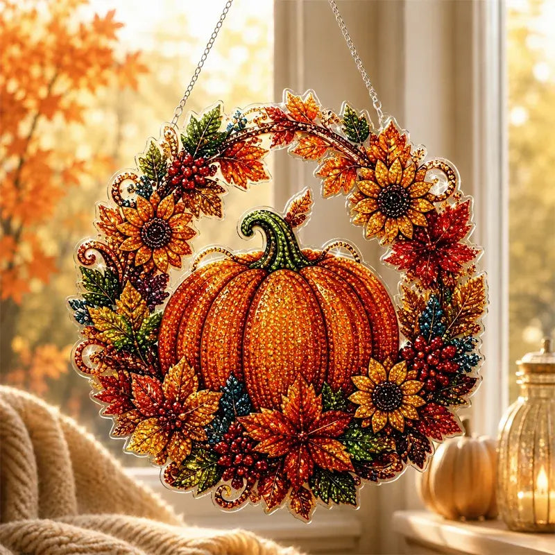 Dekoracja okienna na Halloween DIY, malowanie diamentowe, 4 radosne wzory, rozmiar 25×25 cm