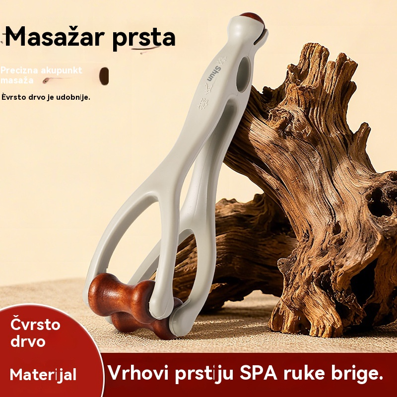 🌿Masažer za prste od punog drva: Valjci od prirodnog drva pomažu u deblokiranju meridijana i ublažavanju umora ruku. 🌿