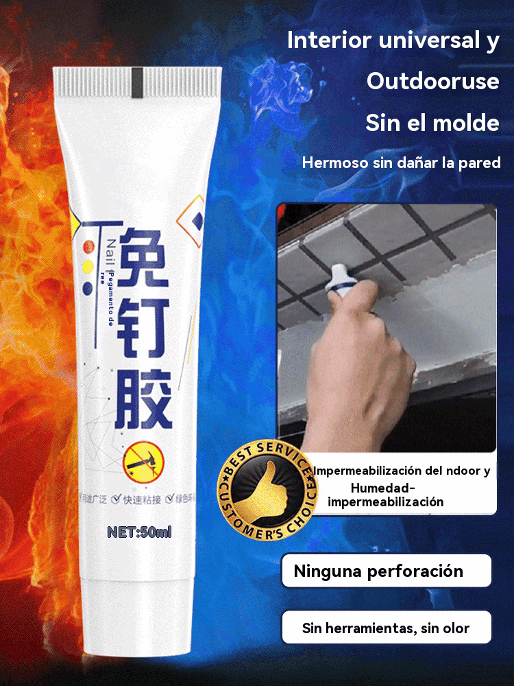 🔥[Compra 2 y llévate 2 gratis]🏠Adhesivo doméstico versátil y práctico sin clavos. ⚡No requiere taladro, resistente al agua. ⚡Se puede usar en metal, plástico, azulejos, cerámica, vidrio y madera.