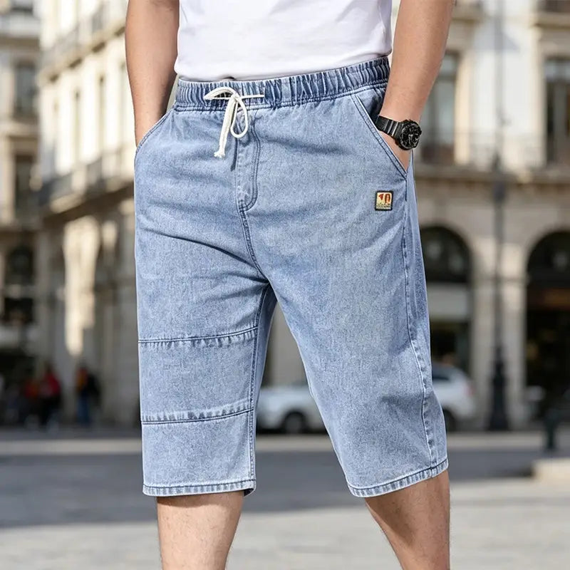 🔥【Zniżka ograniczona czasowo】【M-8XL】🔥 Męskie szorty jeansowe o długości 3/4, dopasowane i modne na lato