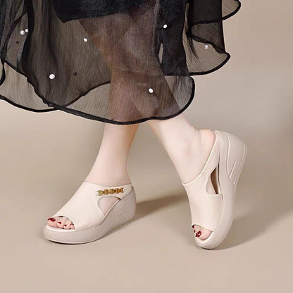 🥿【Zniżka ograniczona czasowo】【35-40】🔥Nowe damskie buty ze skóry naturalnej z grubą i miękką podeszwą, rzymskie buty plażowe
