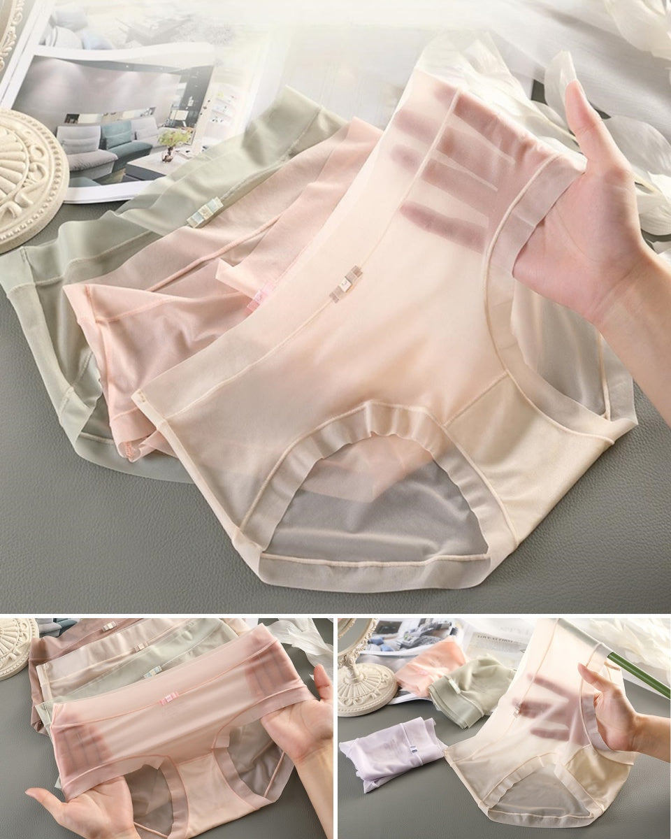 🔥【Paquete de 6】Ropa interior de seda helada de cintura alta y fina para mujer, 🎀seda helada acuosa, 🎀grosor tan fino como una mascarilla facial