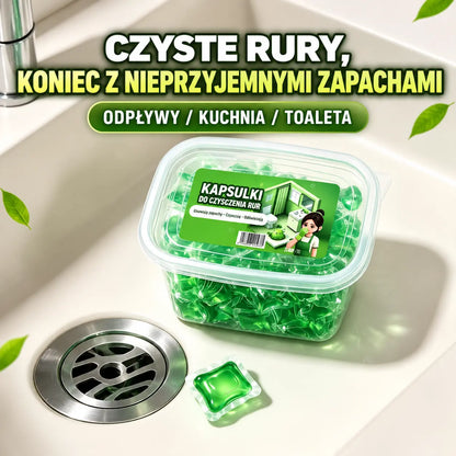Zestaw 2 opakowań (łącznie 100 kapsułek) w cenie 109 PLN. Rozpuszczalne w wodzie kapsułki dezodoryzujące, przeznaczone do usuwania nieprzyjemnych zapachów z odpływów.
