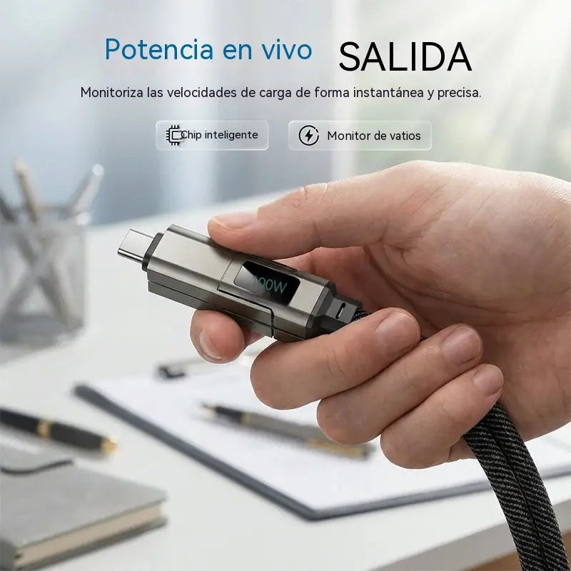 🔥PROMOCIÓN ESPECIAL 50% DE DESCUENTO🔥 Cable de carga con llavero y pantalla digital 4 en 1