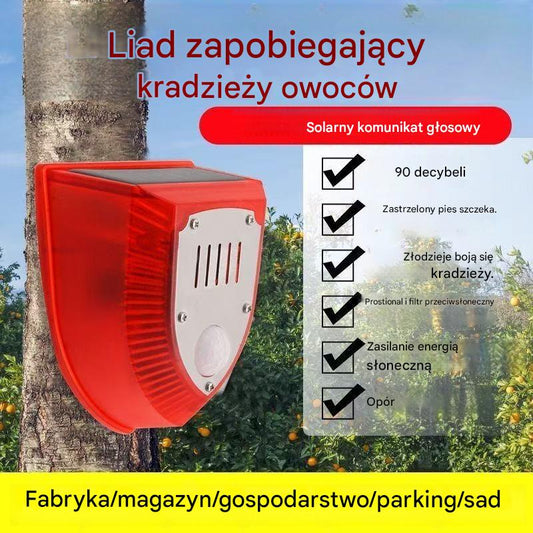 🔥【Gorąca wyprzedaż】🔥📣Alarm dźwiękowy i świetlny odstraszacza ptaków zasilany energią słoneczną, odpowiedni do stosowania na polach uprawnych, dziedzińcach, w sadzie, stawach rybnych i na polach ryżowych