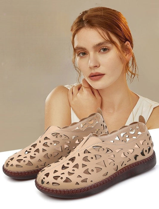 💛🧡【35-42】Zapatos planos casuales transpirables y huecos para mujer, de moda sencilla, de verano 2025