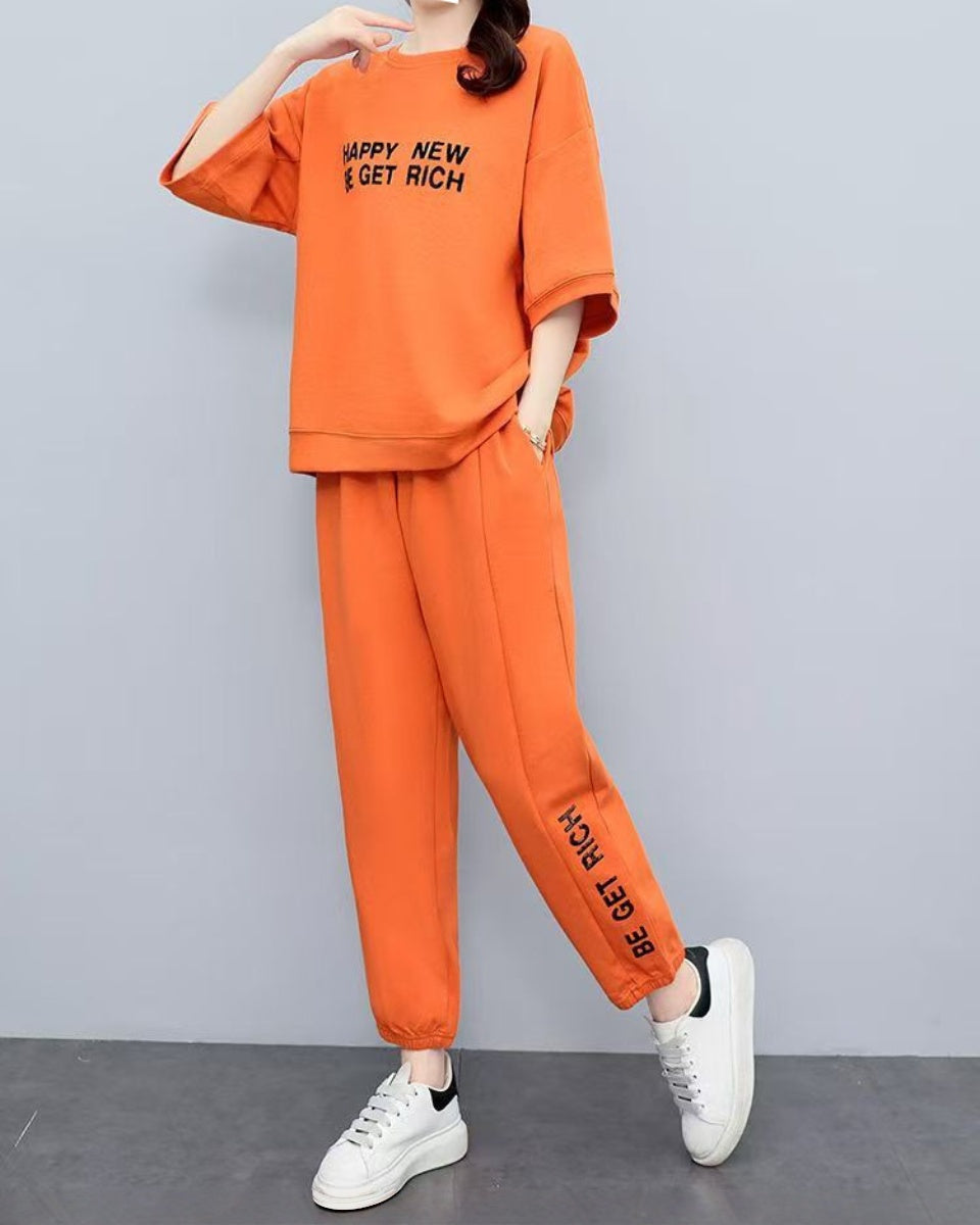 🌹【M-4XL】【Tops + Pantalones】Traje deportivo casual de manga corta para mujer