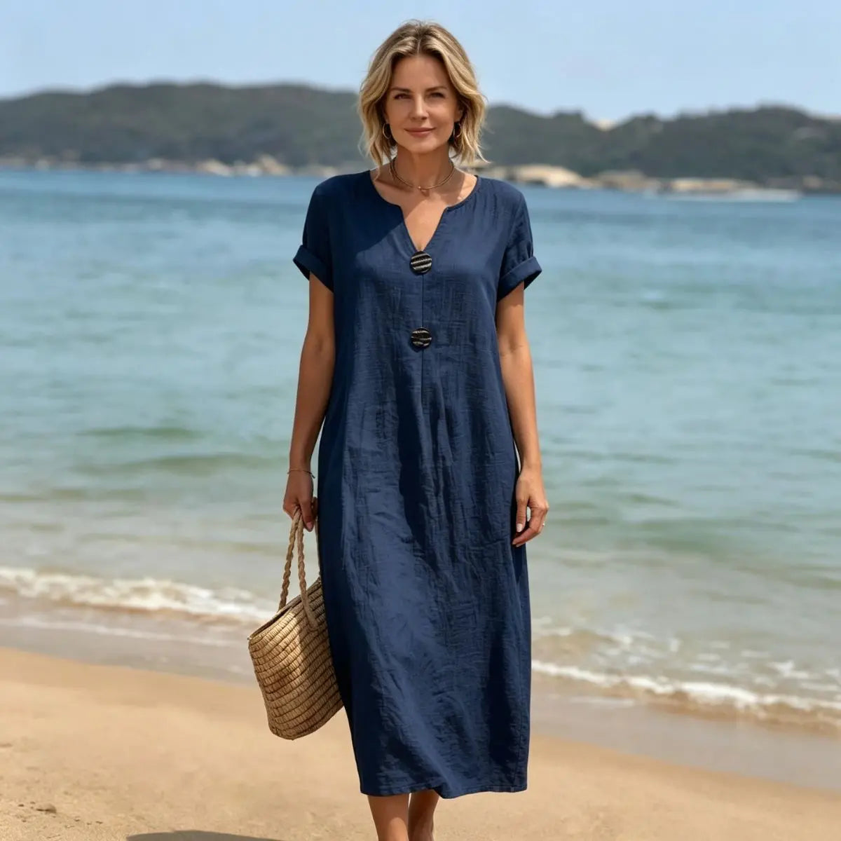 👗Ljetna haljina od lana i pamuka | Široki kroj, laska figuri, lagana i prozračna, elegantna i udobna za nošenje cijeli dan 【S-3XL】