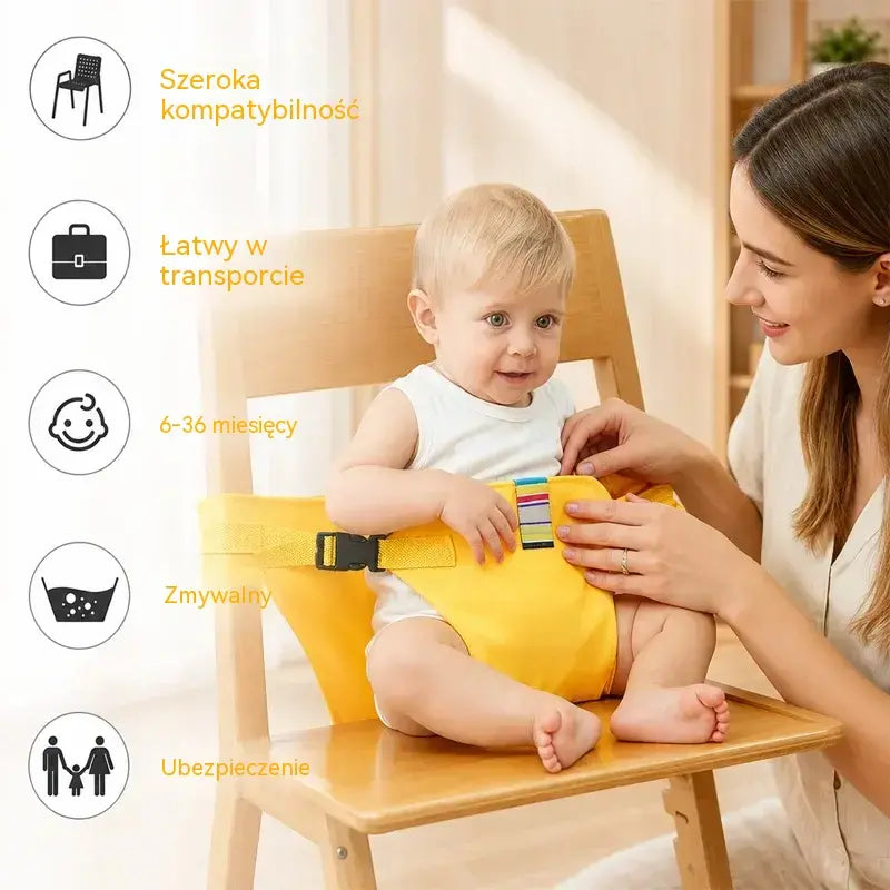 👶 Niezbędny produkt do karmienia dzieci w podróży! Pas bezpieczeństwa do przenośnego krzesełka dla dzieci, gotowy do użycia jednym kliknięciem, z zabezpieczeniem przed upadkiem! ✨🎒
