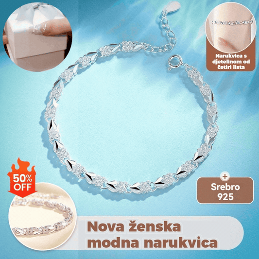 🔥Vruća rasprodaja🔥【Kupite 1, dobijte 1 gratis】💖🍀Nova modna narukvica od 925 srebra s djetelinom za žene.