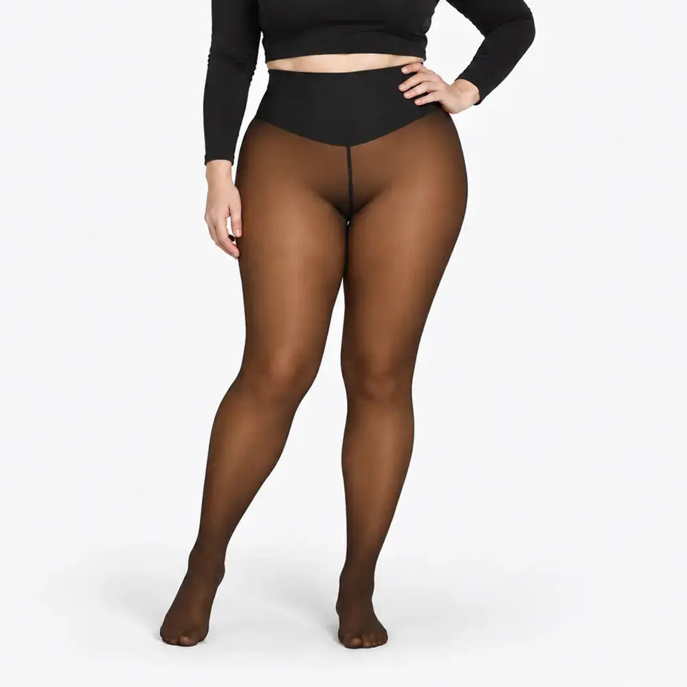 ✨【XS-3XL / 4 kolory】 Legginsy z wełnianą podszewką i efektem przezroczystości; model z pojedynczym szwem z przodu i z tyłu, półprzezroczyste legginsy stanowiące warstwę bazową.