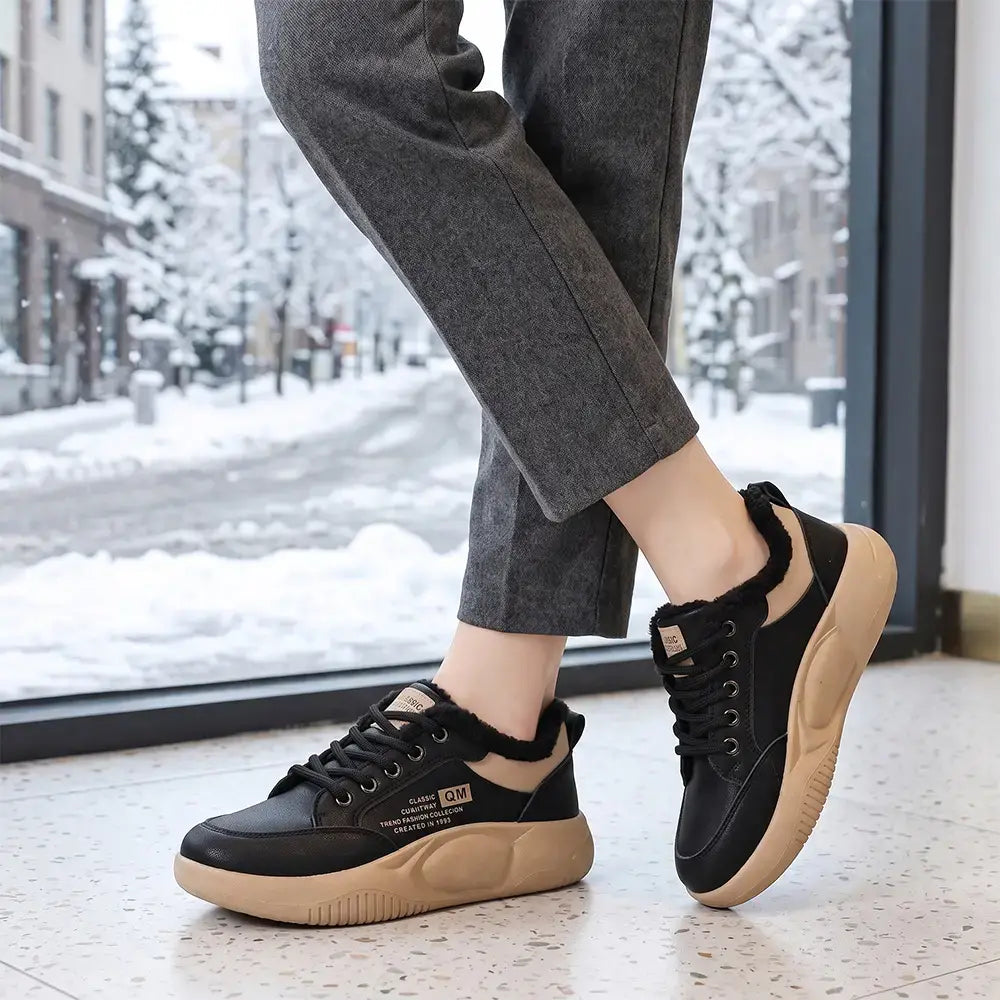 Damskie buty zimowe ocieplane – sportowe, gruba podeszwa, w stylu koreańskim, uniwersalne, typu dad shoes