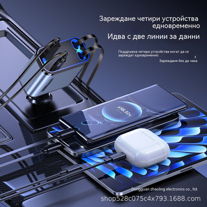 ⚡50% отстъпка✨ Ултрабързо зарядно за кола: Два прибиращи се USB-C порта със Starlight околна светлина и интелигентна защита 🚗💫