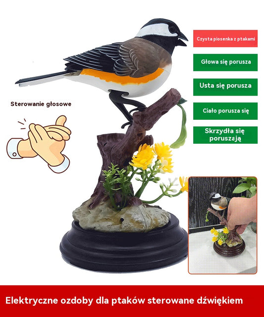 🦜🐦Symulacja sterowana głosem, kreatywne, urocze ozdoby ptaków sterowane głosem, dekoracyjne ozdoby na biurko