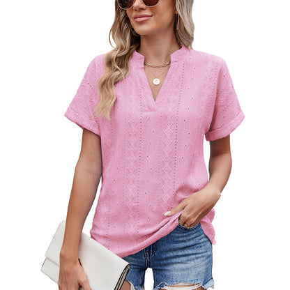 🔥【S-2XL】Damski luźny i przewiewny T-shirt z wycięciem przy dekolcie w serek