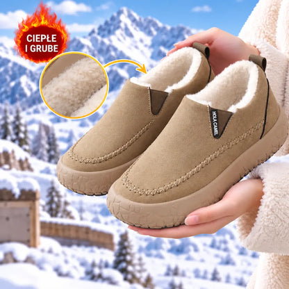 【37-43】Nowe damskie buty zimowe – na grubej podeszwie, ocieplane, ciepłe, wygodne, płytkie, wsuwane, antypoślizgowe, na miękkiej podeszwie