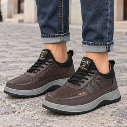 【39-45】Zapatos deportivos casuales de invierno impermeables de cuero genuino para hombre, suela de terciopelo suave, nuevo estilo