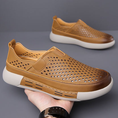 🔥【Zniżka ograniczona czasowo】【39-44】🔥Nowe letnie męskie buty skórzane z miękką podeszwą, wygodne, oddychające, miękkie i odporne na zużycie