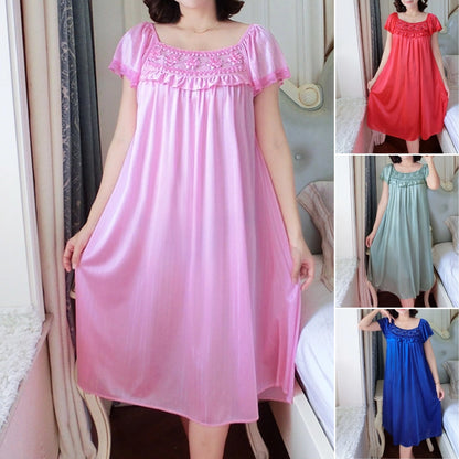 【M-2XL】Лятна нощница за дома, дълга пижама, изработена от фина, нежна за кожата ледена коприна