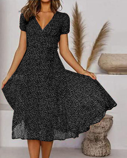 🌈👗 50% de descuento 🔥【40-100 kg】Vestido de manga corta con escote en V y estampado de lunares, tallas grandes ✅️Pago contra entrega