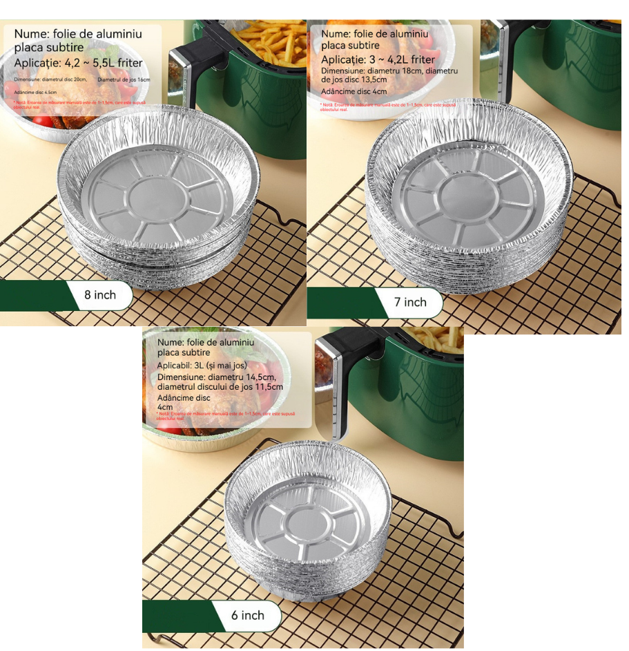 🔥Oferta specjalna🔥Jednorazowe tacki z folii aluminiowej do frytkownic powietrznych i piekarników, różne rozmiary, wielokrotnego użytku