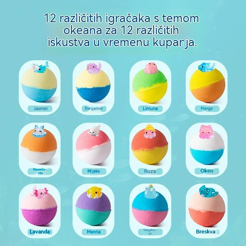🛀💕12 darab tengeri állatok formájú fürdősógolyó (50g/golyó) gyerekeknek.