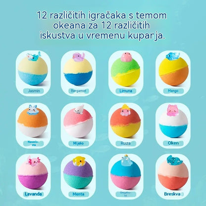 🛀💕12 darab tengeri állatok formájú fürdősógolyó (50g/golyó) gyerekeknek.