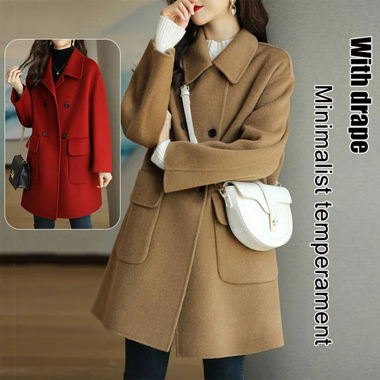 🌈⛄2025 primavera y otoño nuevo otoño e invierno abrigo de lana de longitud media de alta calidad color café, ✅Adecuado para usar en varias temporadas, ✅Delgado y elegante