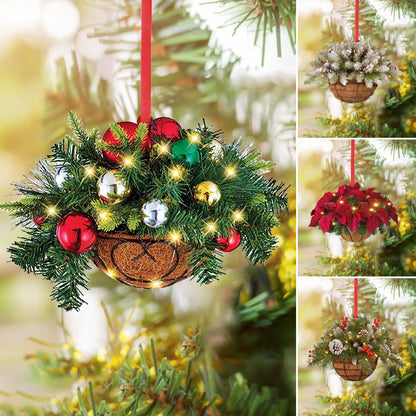 🎄 2D akrylový vánoční květinový koš, vánoční ozdoba na stromeček