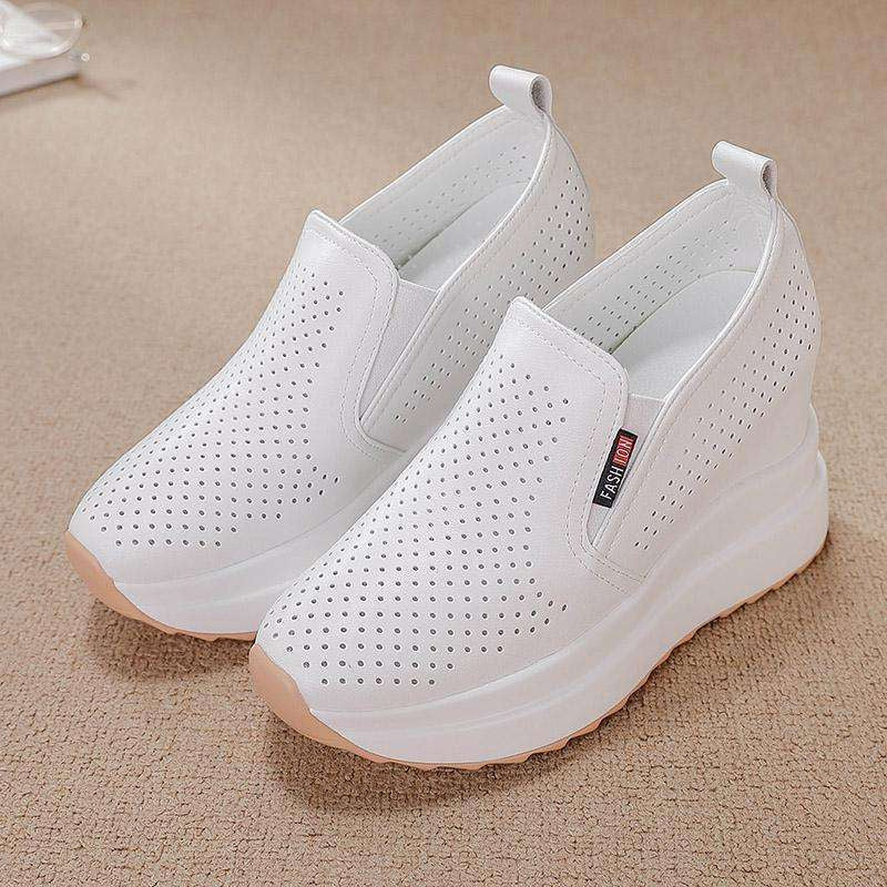 💖【35-40】Damskie białe sneakersy na koturnie podwyższające wzrost 2025