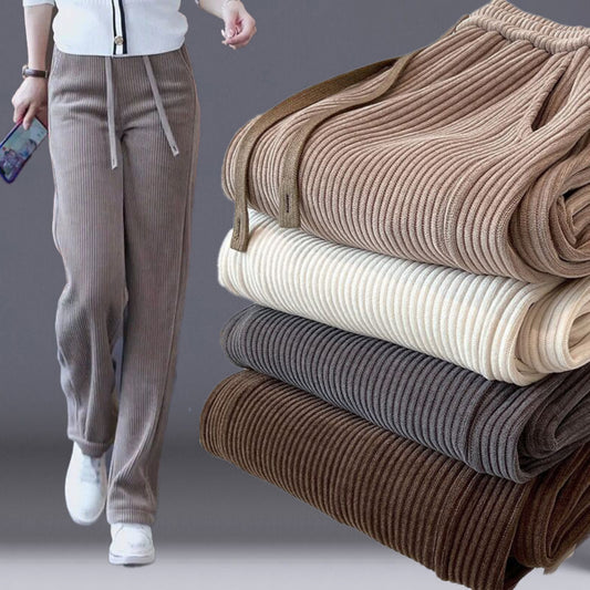 Nuevos pantalones casuales de terciopelo para otoño e invierno 2025, de pierna ancha, muy cómodos de llevar.