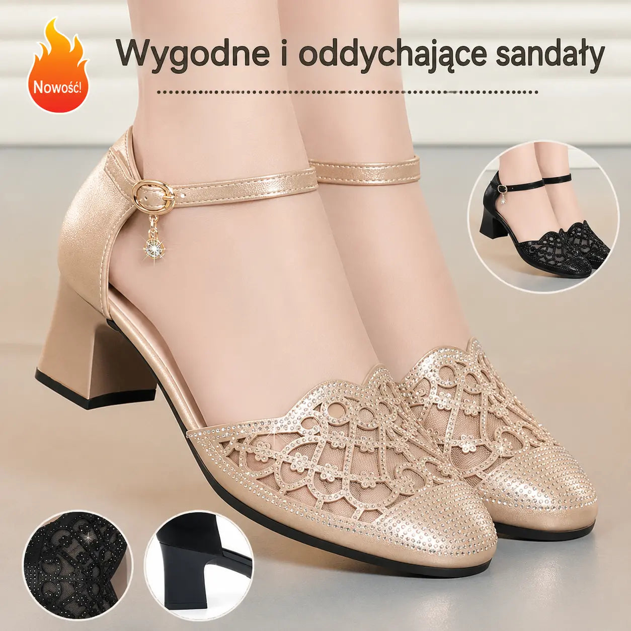 💞【35~40】Nowe i eleganckie sandały na niskim obcasie