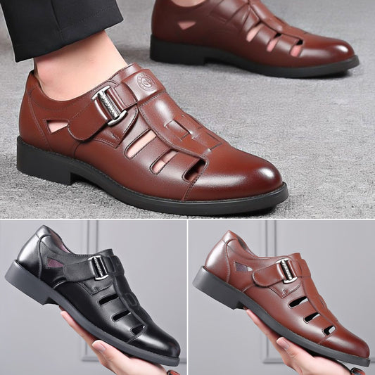 【Oferta especial de último día】👞Sandalias de cuero genuino para hombre, elegantes y cómodas, ideales para primavera/verano.