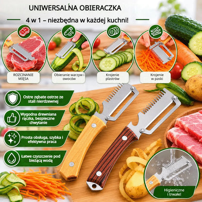 🔥Kup 1, a drugi otrzymasz gratis (2 sztuki)🧅🔪 Wielofunkcyjna obieraczka kuchenna 3 w 1: obiera, szatkuje warzywa, kroi mięso i otwiera butelki 🔥